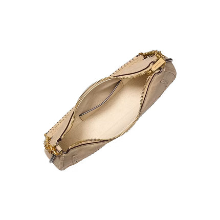 Michael Kors Women's Nolita Medium Pebbled Leather Chain Pochette Khaki/Gold