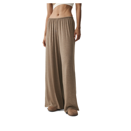 alo Women's Semi Sheer High-Waist Oasis Wide Leg Pant (Regular) Java Brown Heather