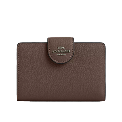 Coach Women's Medium Corner Zip Wallet Pebbled Leather/Gunmetal/Dark Stone