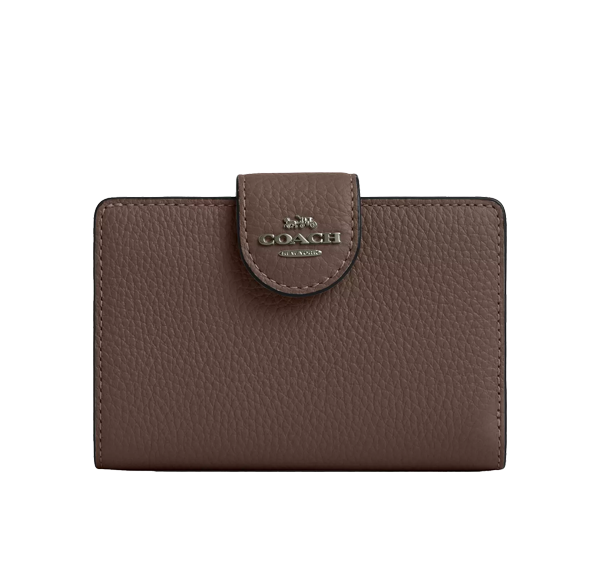 Coach Women's Medium Corner Zip Wallet Pebbled Leather/Gunmetal/Dark Stone