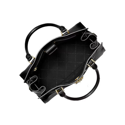 Michael Kors Women's Landon Medium Leather Satchel Bag Black/Gold