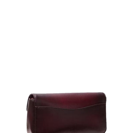 Michael Kors Women's Kacey Medium Burnished Shoulder Bag Maroon/Silver