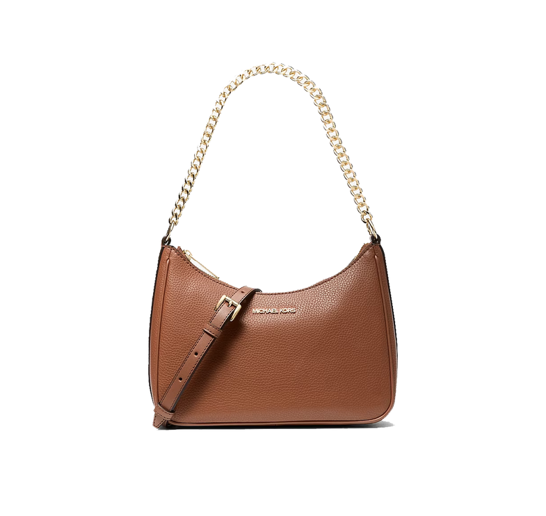 Michael Kors Women's Jet Set Large Pebbled Leather Convertible Crossbody Bag Luggage/Gold