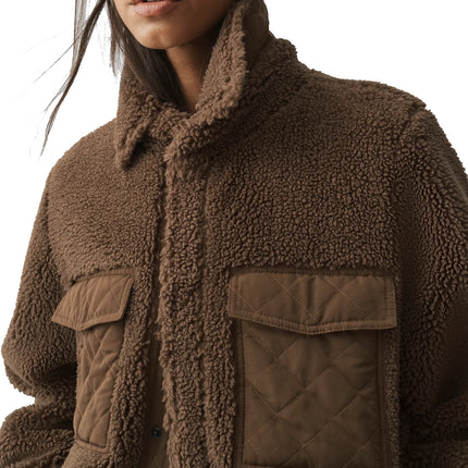 alo Women's Sherpa Edge Shacket Java Brown