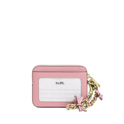 Coach Women's Zip Card Case With Bows Gold/Soft Pink
