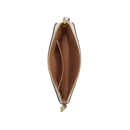 Coach Women's Corner Zip Wristlet In Signature Leather With Heart Charm Gold/Chalk