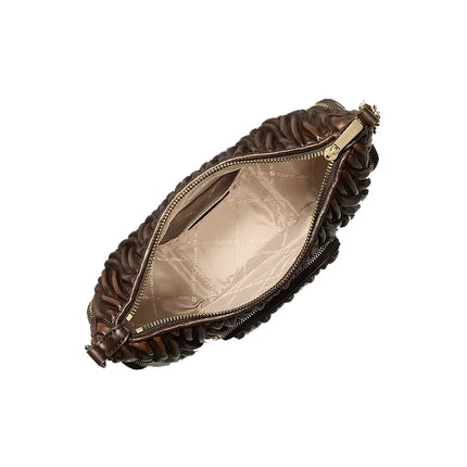 Michael Kors Women's Merritt Small Matelassé Burnished Convertible Shoulder Bag Chocolate/Gold