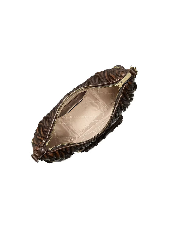 Michael Kors Women's Merritt Small Matelassé Burnished Convertible Shoulder Bag Chocolate/Gold