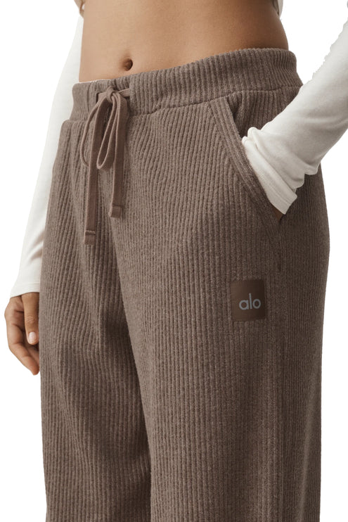 alo Women's Muse Wide Leg Pant Java Brown Heather
