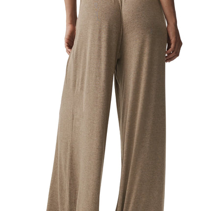 alo Women's Semi Sheer High-Waist Oasis Wide Leg Pant (Regular) Java Brown Heather