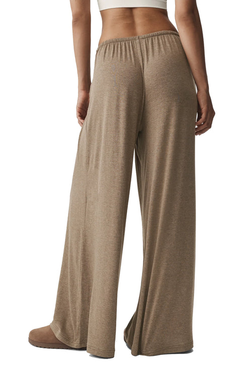 alo Women's Semi Sheer High-Waist Oasis Wide Leg Pant (Regular) Java Brown Heather