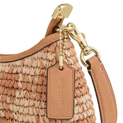 Coach Women's Teri Mini Crossbody Bag With Gingham Print Gold/Tan