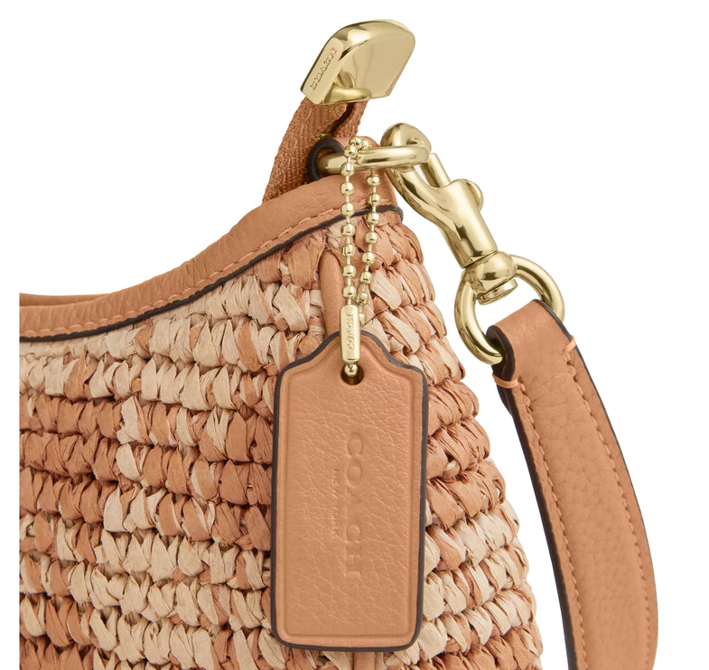 Coach Women's Teri Mini Crossbody Bag With Gingham Print Gold/Tan