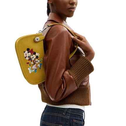 Coach Women's Disney X Coach Swinger Bag In Regenerative Leather With Mickey Mouse And Friends Silver/Flax Multi
