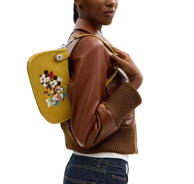 Coach Women's Disney X Coach Swinger Bag In Regenerative Leather With Mickey Mouse And Friends Silver/Flax Multi