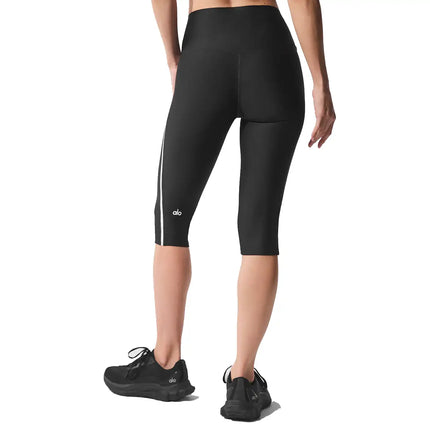 alo Women's Airlift High-Waist Super Sleek Contrast Capri Black/White