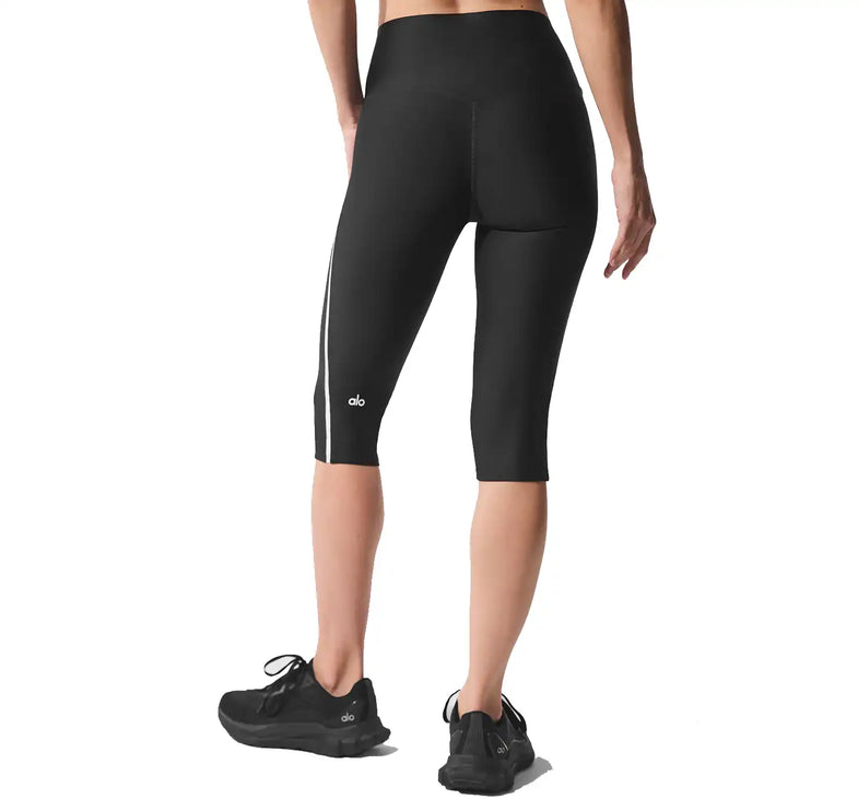 alo Women's Airlift High-Waist Super Sleek Contrast Capri Black/White