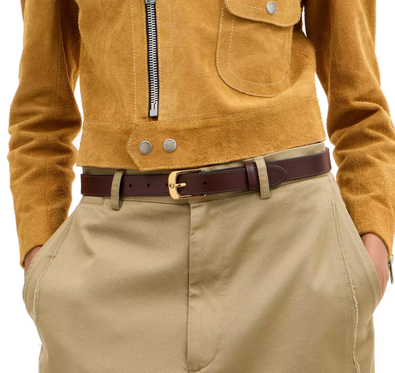 Coach Women's C Harness Buckle Belt, 25 Mm Gold/Maple