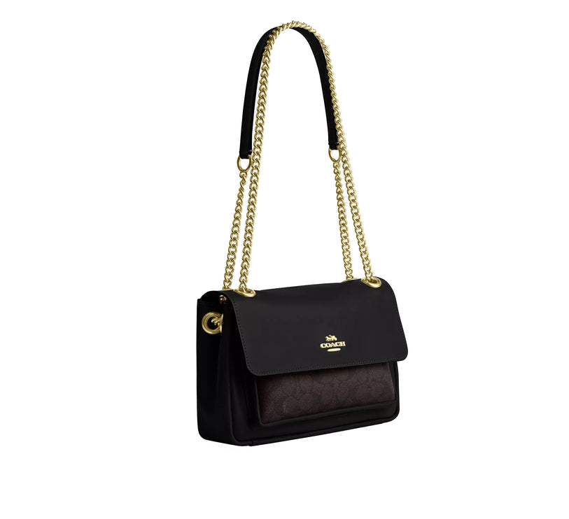 Coach Women's Elodie Crossbody Bag 24 In Signature Canvas Gold/Walnut/Black