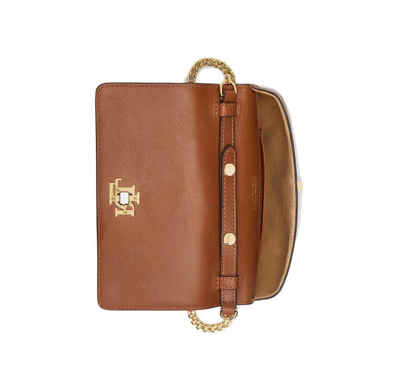 Polo Ralph Lauren Women's Leather Crossbody Turn Lock Tech Case Tan