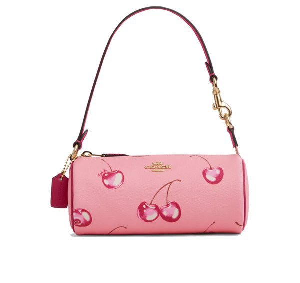 Coach Women's Nolita Barrel Bag With Cherry Print Gold/Flower Pink/Bright Violet