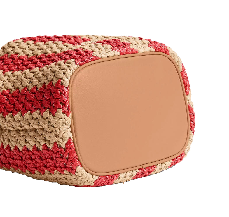 Coach Women's Faye Mini Drawstring Bag With Stripes Gold/Red/Tan