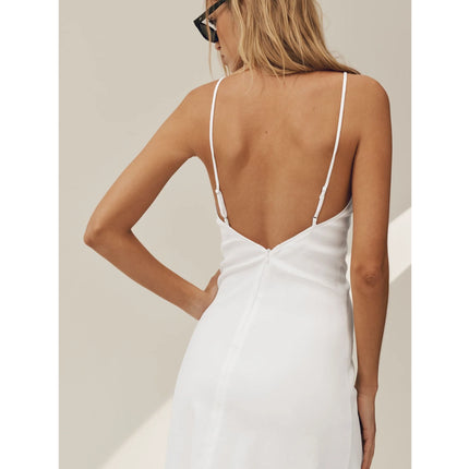 alo Women's Linen Blend Riviera Maxi Dress White