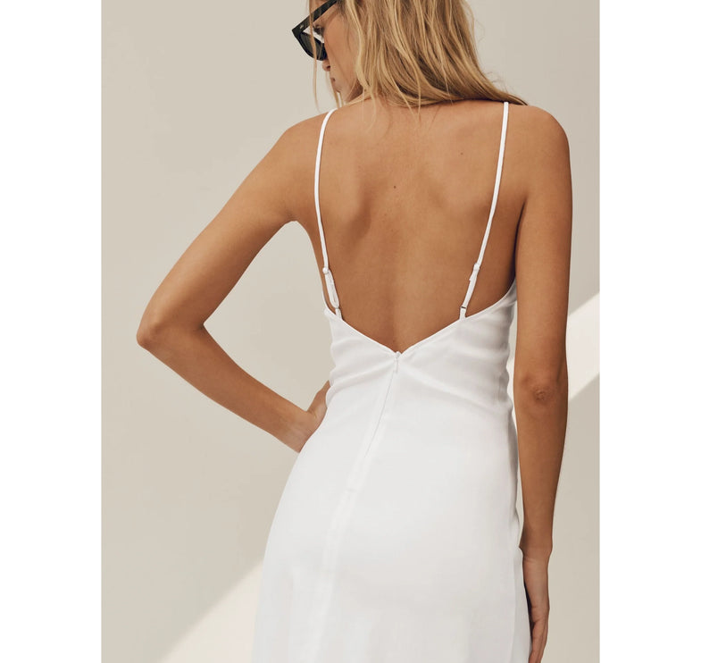 alo Women's Linen Blend Riviera Maxi Dress White
