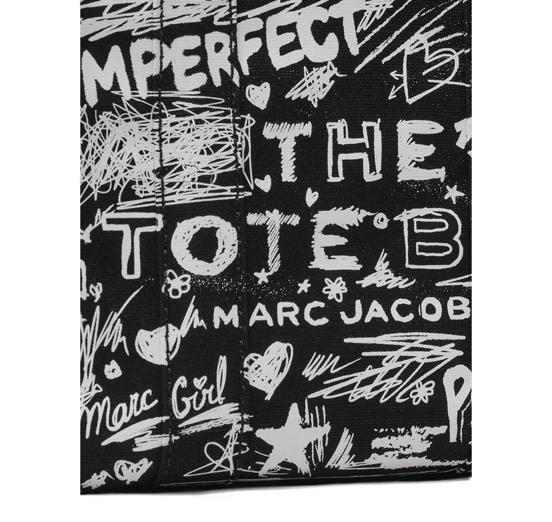 Marc Jacobs Women's The Punk Scribble Canvas Small Tote Bag Black