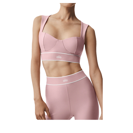 alo Women's Airlift Alignment Bra Vintage Pink/White