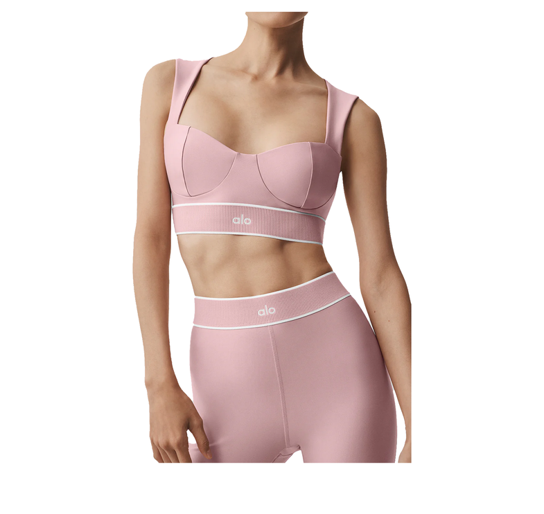 alo Women's Airlift Alignment Bra Vintage Pink/White