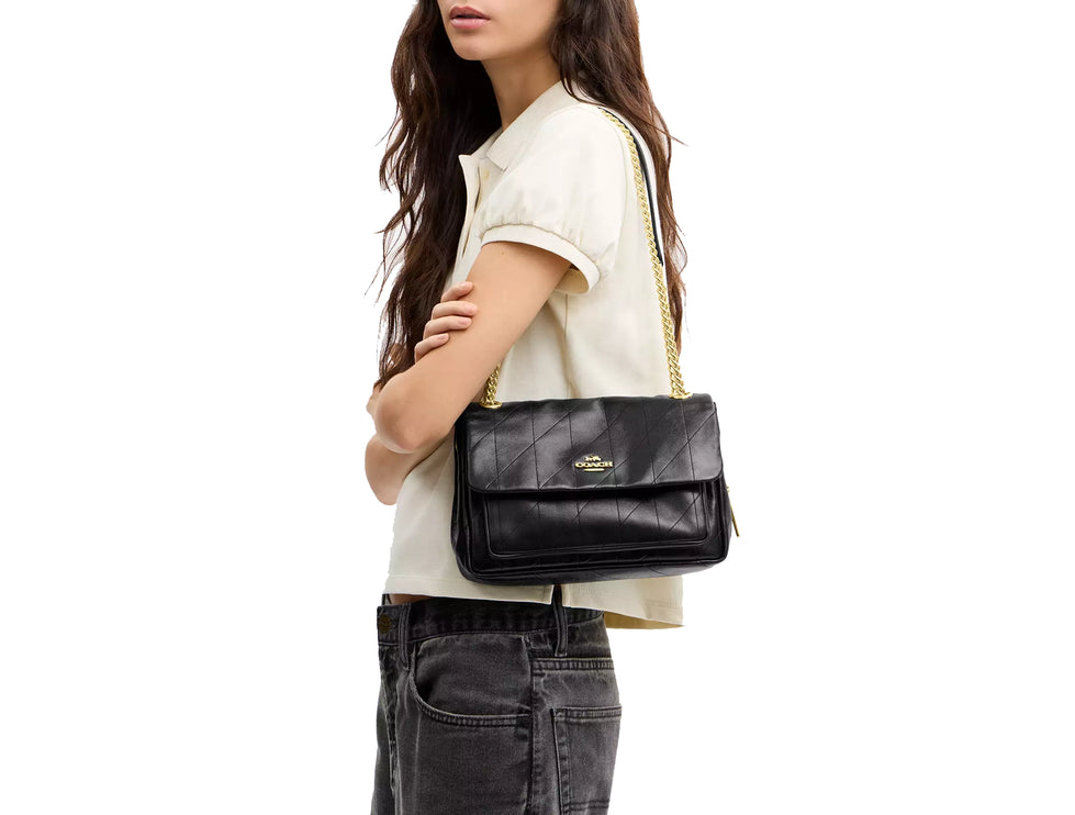 Coach Women's Elodie Crossbody Bag 24 With Quilting Gold/Black