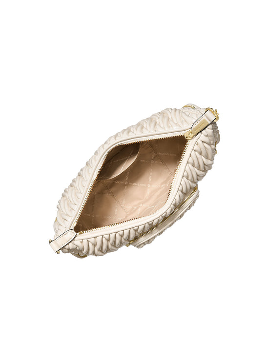 Michael Kors Women's Merritt Matelassé Convertible Crossbody Bag Light Cream