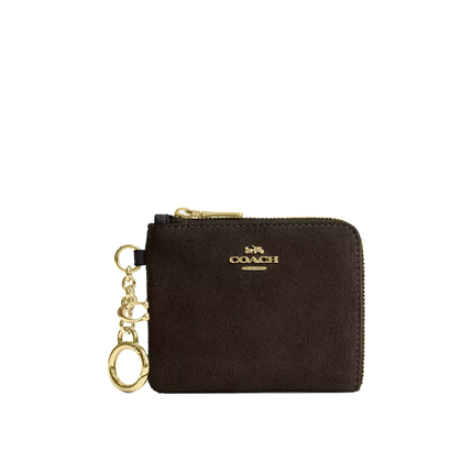 Coach Women's Small Corner Zip Wallet Suede/Gold/Ebony