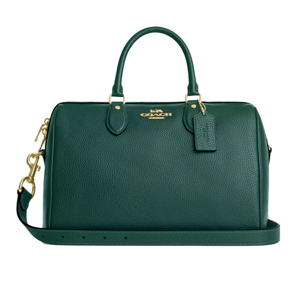 Coach Women's Rowan Large Satchel Bag Gold/Emerald