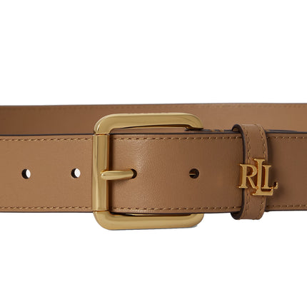 Polo Ralph Lauren Women's Logo Keeper Leather Belt Camel