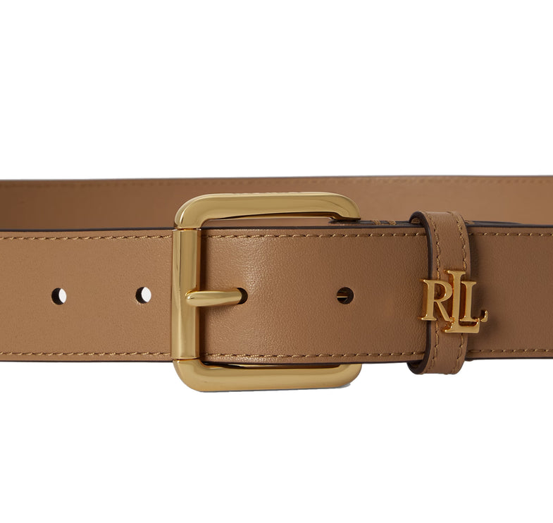 Polo Ralph Lauren Women's Logo Keeper Leather Belt Camel