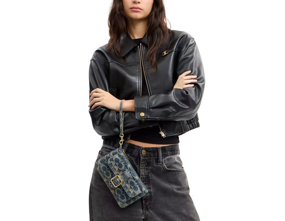 Coach Women's Ashton Wristlet In Signature Regenerative Cotton Denim Gold/Denim