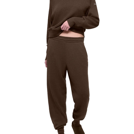 alo Women's Waffle Weekend Escape Mock Neck Long Sleeve Espresso