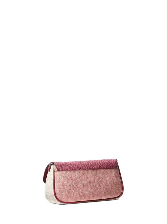 Michael Kors Women's Jet Set Travel Small Color-Block Signature Logo Crossbody Bag With Pouch Maroon