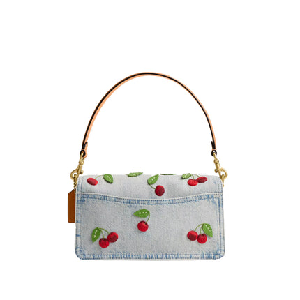 Coach Women's Tabby Shoulder Bag 26 With Cherry Embroidery Brass/Denim