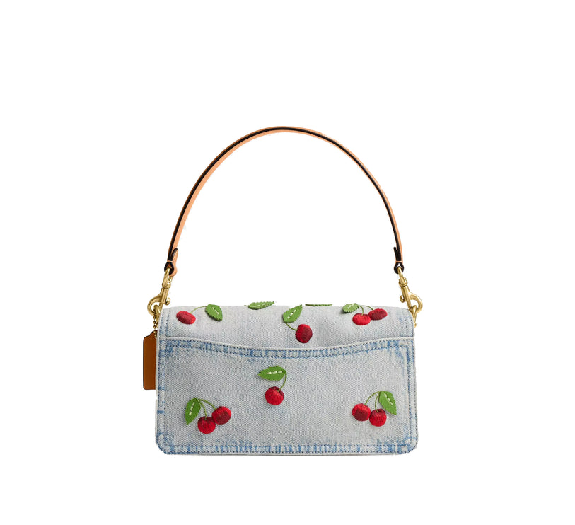 Coach Women's Tabby Shoulder Bag 26 With Cherry Embroidery Brass/Denim