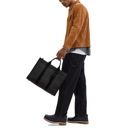 Coach Unisex Wesley Tote In Signature Canvas Charcoal