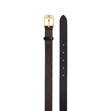 Coach Women's C Harness Buckle Belt, 25 Mm Gold/Walnut Black