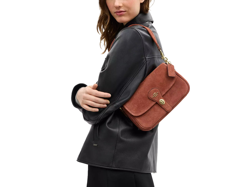 Coach Women's Hadley Shoulder Bag Suede/Gold/Clay
