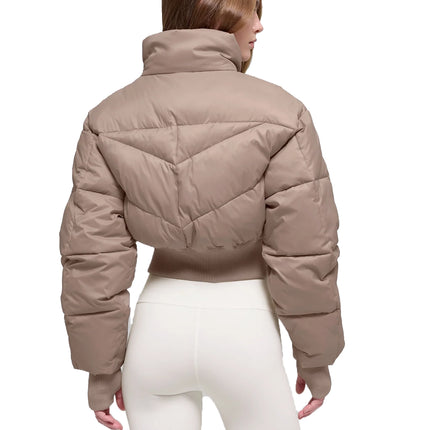 alo Women's Cropped Atmosphere Puffer Chai Latte
