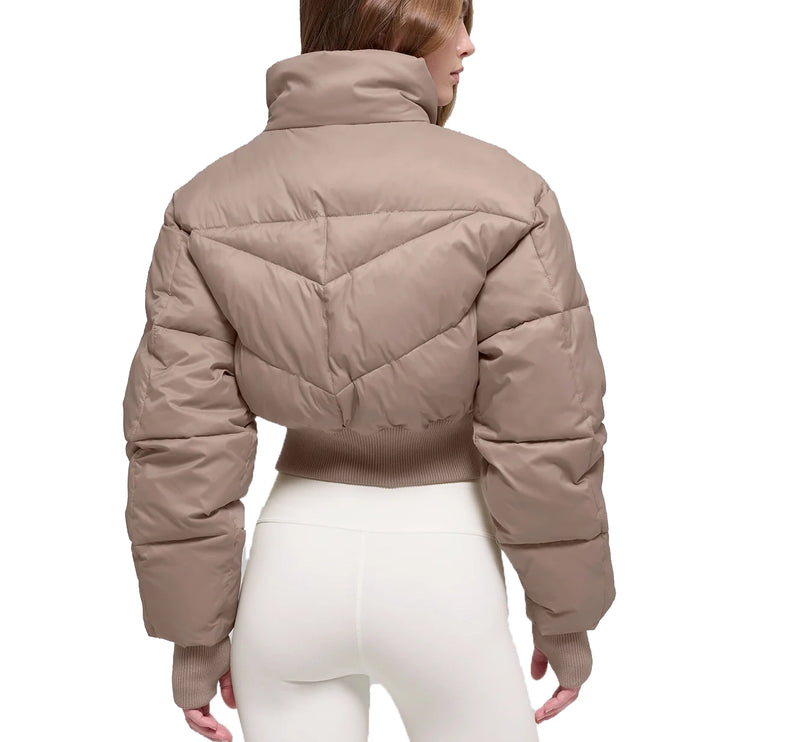 alo Women's Cropped Atmosphere Puffer Chai Latte