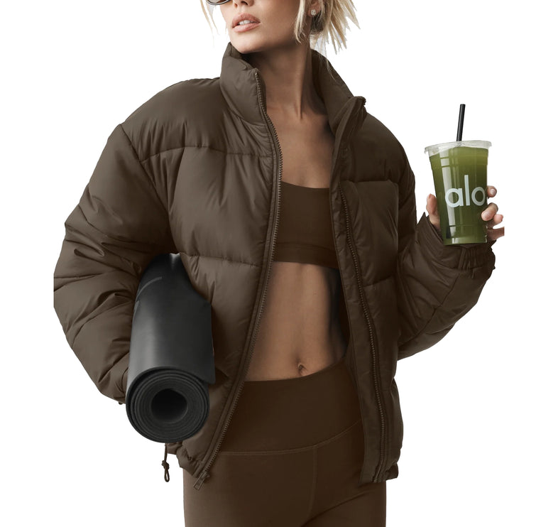 alo Women's Cold Front Puffer Jacket Espresso