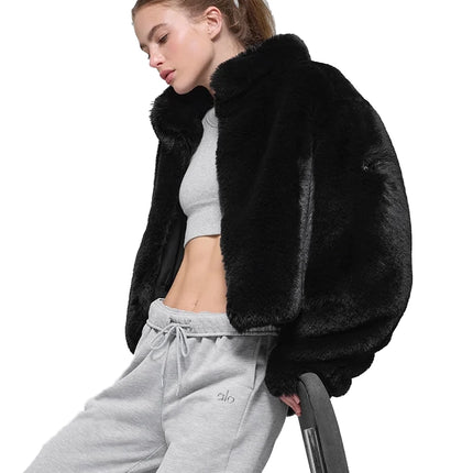 alo Women's Faux Fur Allure Jacket Black