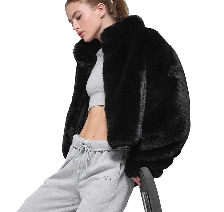 alo Women's Faux Fur Allure Jacket Black